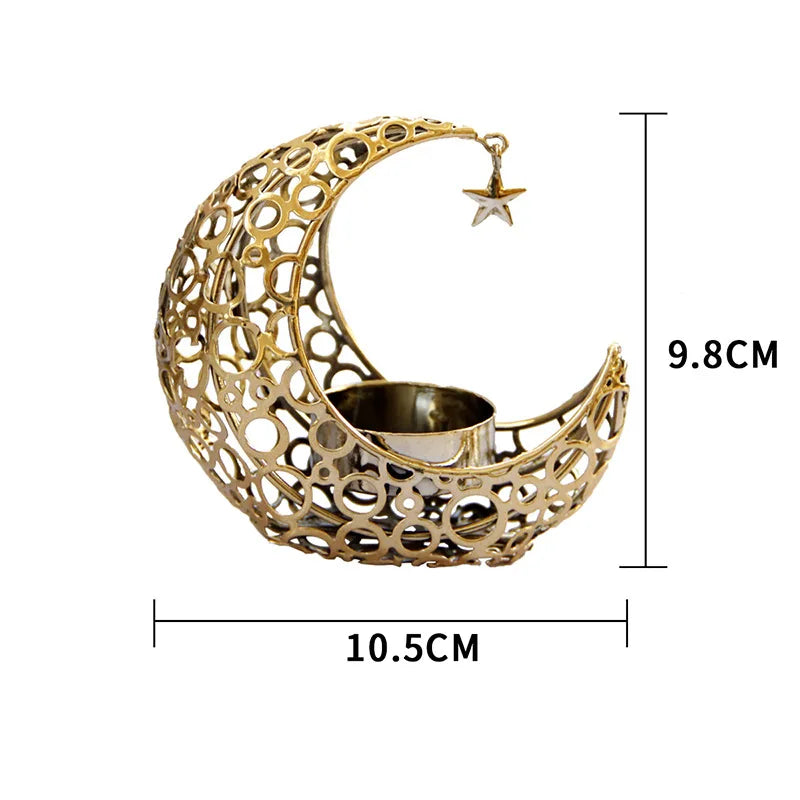 Luxury Crescent Moon & Star Metal Candle Holder