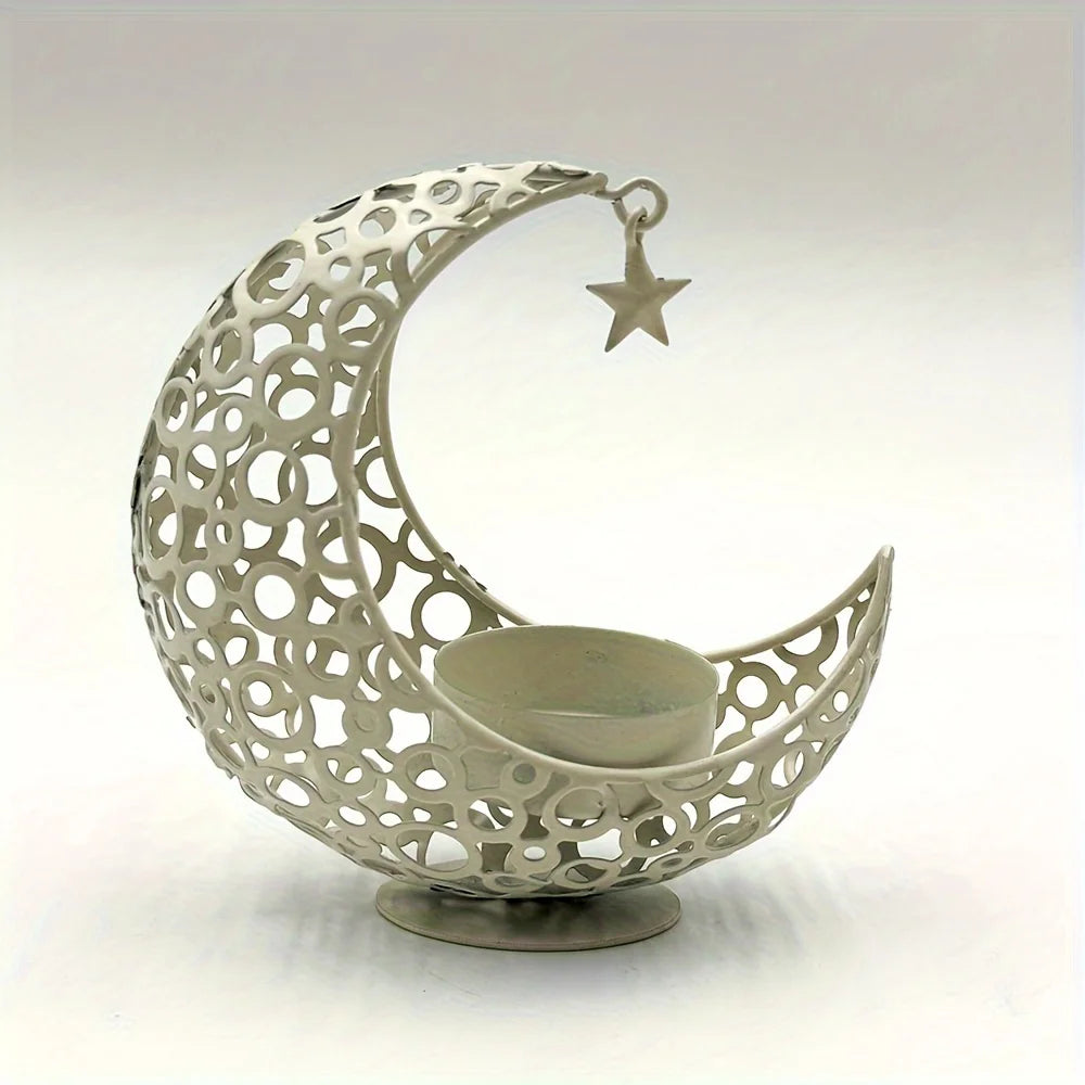 Luxury Crescent Moon & Star Metal Candle Holder